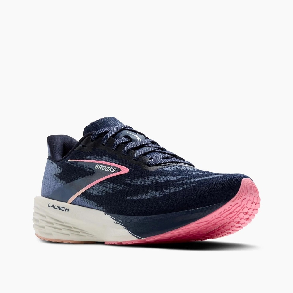 Womens Size 7 - Brooks Launch 11 Running Shoes Peacoat Blue Peach Pink Sneakers